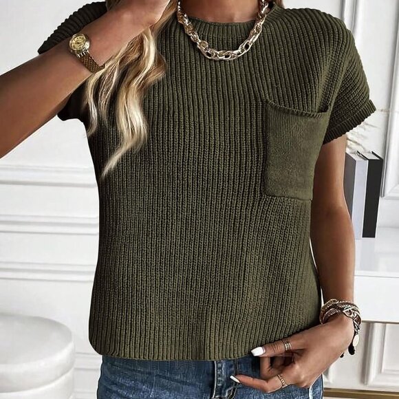 Summer Fall Short Sleeve Sweater for Women 2025 Casual Sweater Vest Cotton Knit - Picture 3 of 6